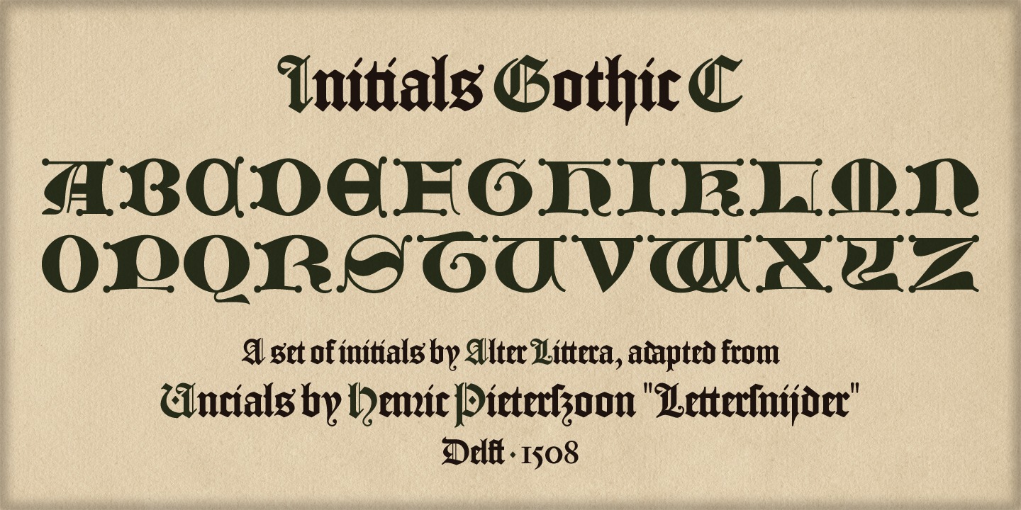 Beispiel einer Initials Gothic C-Schriftart